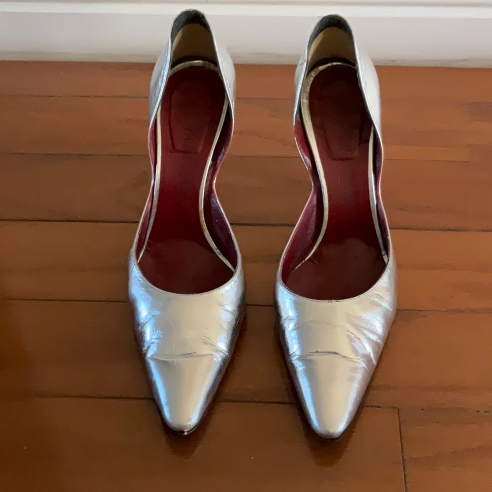 Authentic YSL Silver Pumps/Heels - Sz. 7